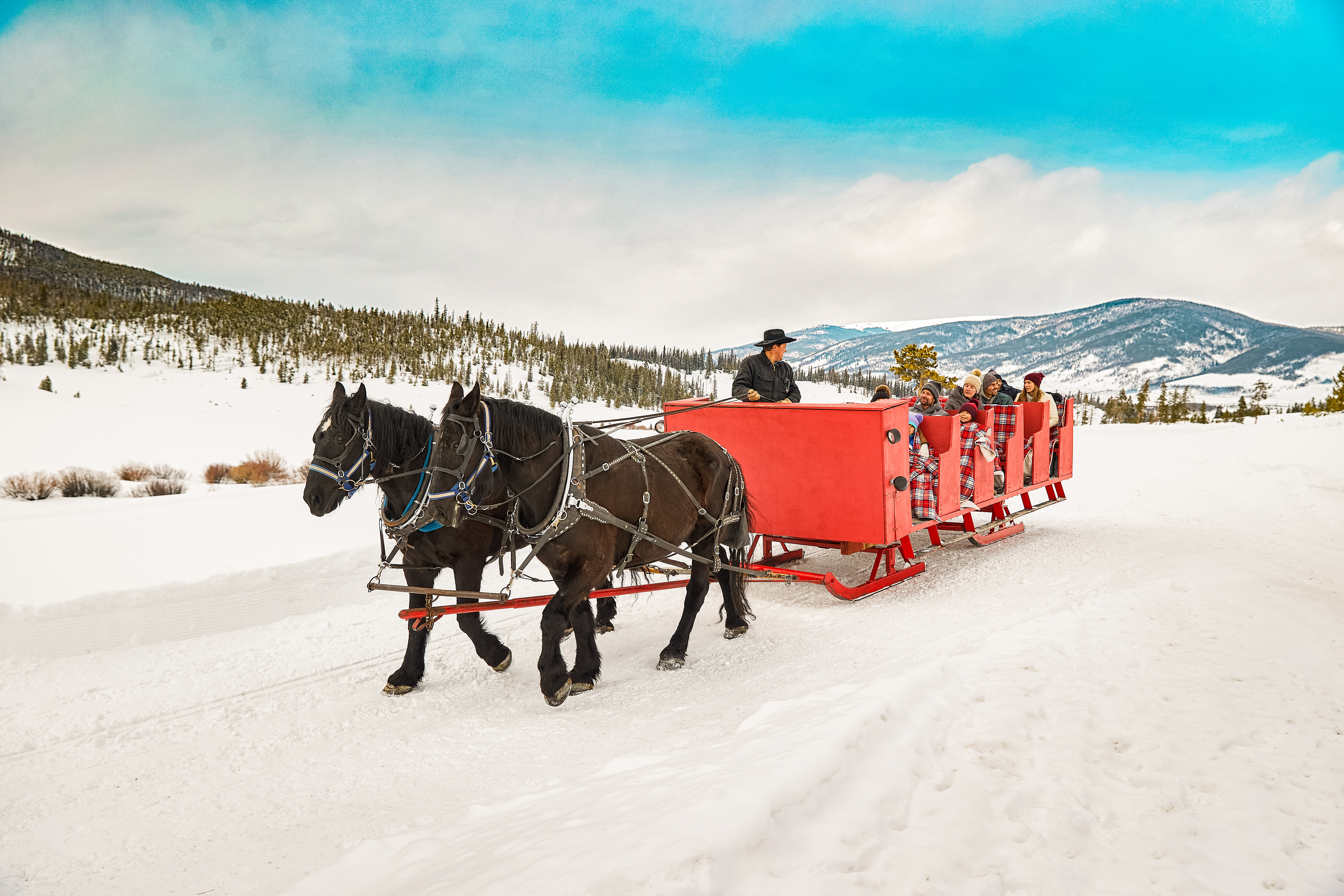 Group in a sleigh ride in Keystone, Colorado